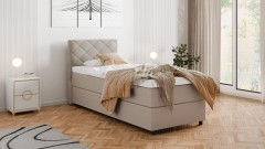 Diamaro 90x200 cm mit Bettkasten und Topper - Dunkelbeige