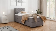 Diamaro 90x200 cm mit Bettkasten und Topper - Dunkelgrau