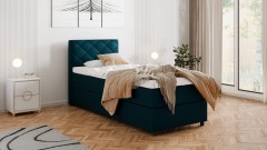 Diamaro 90x200 cm mit Bettkasten und Topper - Dunkeltürkis