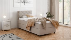 Diamaro 100x200 cm mit Bettkasten und Topper - Dunkelbeige