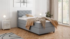 Diamaro 100x200 cm mit Bettkasten und Topper - Hellgrau