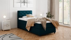 Diamaro 100x200 cm mit Bettkasten und Topper - Dunkeltürkis