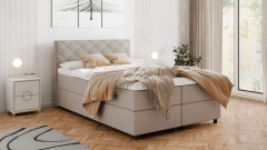Diamaro 140x200 cm mit Bettkasten und Topper - Dunkelbeige