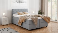 Diamaro 140x200 cm mit Bettkasten und Topper - Hellgrau