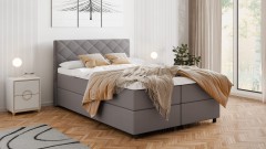 Diamaro 140x200 cm mit Bettkasten und Topper - Dunkelgrau
