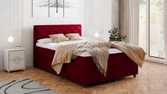 Diamaro 140x200 cm mit Bettkasten und Topper - Rot