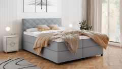 Diamaro 160x200 cm mit Bettkasten und Topper - Hellgrau