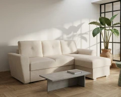 Ecksofa in L-Form Bellano - links oder rechts montierbar, Beige