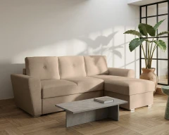 Ecksofa in L-Form Bellano - links oder rechts montierbar, Dunkelbeige