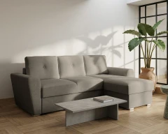 Ecksofa in L-Form Bellano - links oder rechts montierbar, Warmesgrau