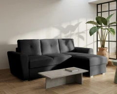 Ecksofa in L-Form Bellano - links oder rechts montierbar, Shwarz