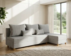 Modulares Ecksofa in L-Form Lelis - links oder rechts montierbar, meliertes Hellgrau