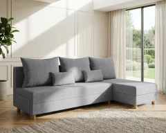 Modulares Ecksofa in L-Form Lelis - links oder rechts montierbar, meliertes Grau