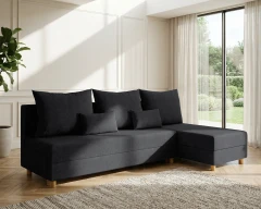 Modulares Ecksofa in L-Form Lelis - links oder rechts montierbar, meliertes Dunkelgrau