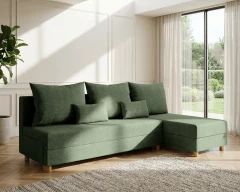 Modulares Ecksofa in L-Form Lelis - links oder rechts montierbar, meliertes Grün