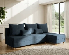 Modulares Ecksofa in L-Form Lelis - links oder rechts montierbar, meliertes Dunkelblau