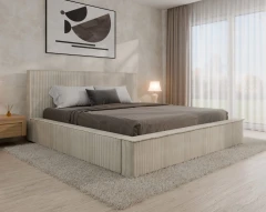 Polsterbett SANA – modernes Bett mit Bettkasten 180x200 Vanille