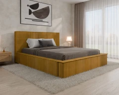 Polsterbett SANA – modernes Bett mit Bettkasten 160x200 Senfgelb