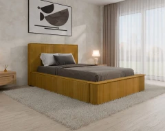 Polsterbett SANA – modernes Bett mit Bettkasten 120x200 Senfgelb