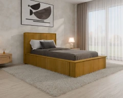 Polsterbett SANA – modernes Bett mit Bettkasten 100x200 Senfgelb