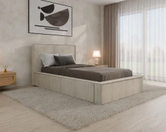 Polsterbett SANA – modernes Bett mit Bettkasten 100x200 Vanille