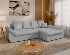 Homesy ECKSOFA ZAYA mit Schlaffunktion L-Form, RECHTS Sofa mit Bettkasten, Wohnzimmersofa, Couch, Soffa, Bettsofa - Grau