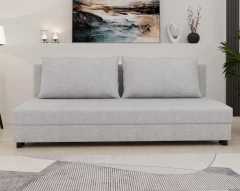 Schlafsofa FACILE mit Bettkasten – Moderne 2-in-1 Couch mit Stauraum, meliertes Hellgrau