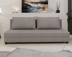 Schlafsofa FACILE mit Bettkasten – Moderne 2-in-1 Couch mit Stauraum, meliertes Grau