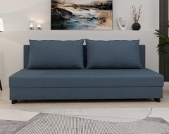 Schlafsofa FACILE mit Bettkasten – Moderne 2-in-1 Couch mit Stauraum, meliertes Dunkelblau