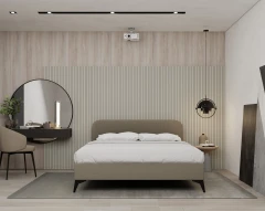 MAVILO 160x200cm, Polsterbett, Doppelbett, Stoff Braun - Raven 30