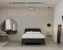 MAVILO 120x200cm, Polsterbett, Komfortbett, Einzelbett, Stoff Schwarz - Raven 18