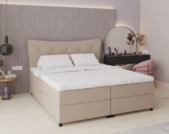 Boxspringbett NEVADA - Komfortbett mit Staraum, Doppelbet, 180x200, Stoff Fancy 11 - Braun