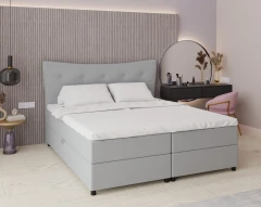 Boxspringbett NEVADA - Komfortbett mit Staraum, Doppelbet, 180x200, Stoff Fancy 85 - Hellgrau