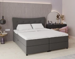 Boxspringbett NEVADA - Komfortbett mit Staraum, Doppelbet, 180x200, Stoff Faro 4 - Grau