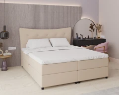 Boxspringbett NEVADA - Komfortbett mit Staraum, Doppelbet, 180x200, Stoff Faro 19 - Beige