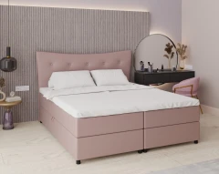 Boxspringbett NEVADA - Komfortbett mit Staraum, Doppelbet, 180x200, Stoff Kronos 27 - Rosa