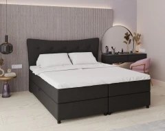 Boxspringbett NEVADA - Komfortbett mit Staraum, Doppelbet, 180x200, Stoff Otis 19 - Schwarz