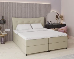 Boxspringbett NEVADA - Komfortbett mit Staraum, Doppelbet, 180x200, Stoff Kronos 45 - Hellgrun