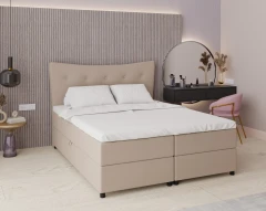 Boxspringbett NEVADA - Komfortbett mit Staraum, Doppelbet, 160x200, Stoff Fancy 11 - Braun
