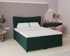 Boxspringbett NEVADA - Komfortbett mit Staraum, Doppelbet, 160x200, Stoff Fancy 39 - Dunkelgrun