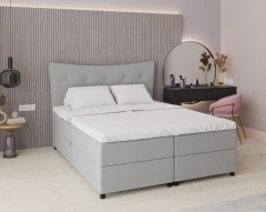 Boxspringbett NEVADA - Komfortbett mit Staraum, Doppelbet, 160x200, Stoff Fancy 85 - Hellgrau