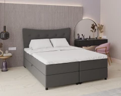 Boxspringbett NEVADA - Komfortbett mit Staraum, Doppelbet, 160x200, Stoff Faro 4 - Grau