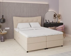 Boxspringbett NEVADA - Komfortbett mit Staraum, Doppelbet, 160x200, Stoff Faro 19 - Beige