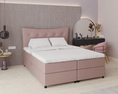 Boxspringbett NEVADA - Komfortbett mit Staraum, Doppelbet, 160x200, Stoff Kronos 27 - Rosa