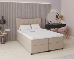 Boxspringbett NEVADA - Komfortbett mit Staraum, Doppelbet, 140x200, Stoff Fancy 11 - Braun