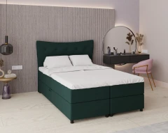Boxspringbett NEVADA - Komfortbett mit Staraum, Doppelbet, 140x200, Stoff Fancy 39 - Dunkelgrun