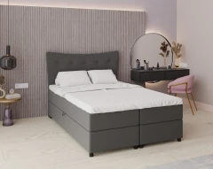 Boxspringbett NEVADA - Komfortbett mit Staraum, Doppelbet, 140x200, Stoff Faro 4 - Grau