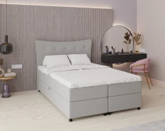 Boxspringbett NEVADA - Komfortbett mit Staraum, Doppelbet, 140x200, Stoff Faro 16 - Rosa