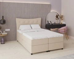 Boxspringbett NEVADA - Komfortbett mit Staraum, Doppelbet, 140x200, Stoff Faro 19 - Beige