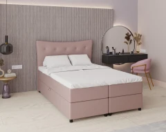 Boxspringbett NEVADA - Komfortbett mit Staraum, Doppelbet, 140x200, Stoff Kronos 27 - Rosa